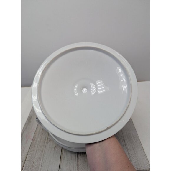 Vintage Kutani Serving Vegetable Bowl with Lid White & Silver Gray Bursts Japan - Picture 7 of 11